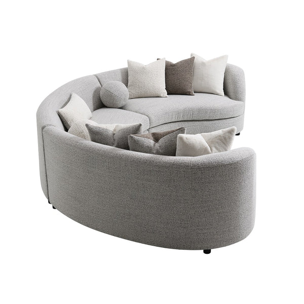 ACME Ivria Gray Boucle Sectional Sofa with 9 Pillows Model LV02541