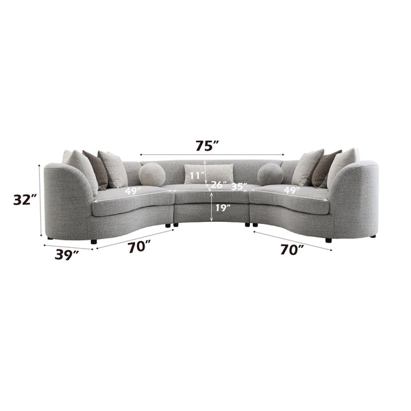 ACME Ivria Gray Boucle Sectional Sofa with 9 Pillows Model LV02541