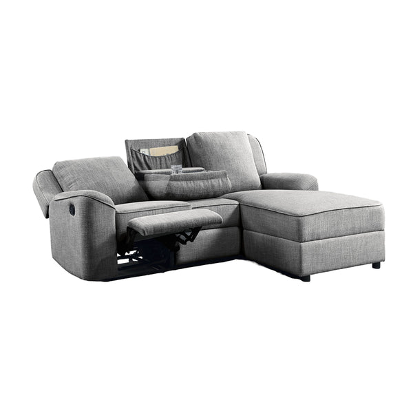 ACME Destiny Gray Linen Motion Sectional Sofa Model LV02567
