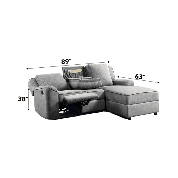 ACME Destiny Gray Linen Motion Sectional Sofa Model LV02567