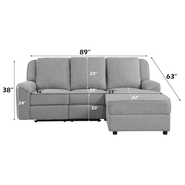 ACME Destiny Gray Linen Motion Sectional Sofa Model LV02567