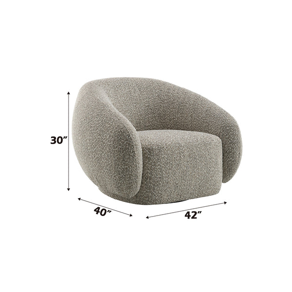 ACME Isabel 2 Tone Brown Boucle Chair with Swivel Model LV02568