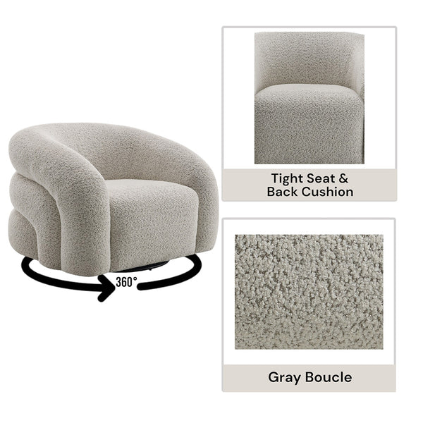 ACME Irma Gray Boucle Chair with Swivel Model LV02569
