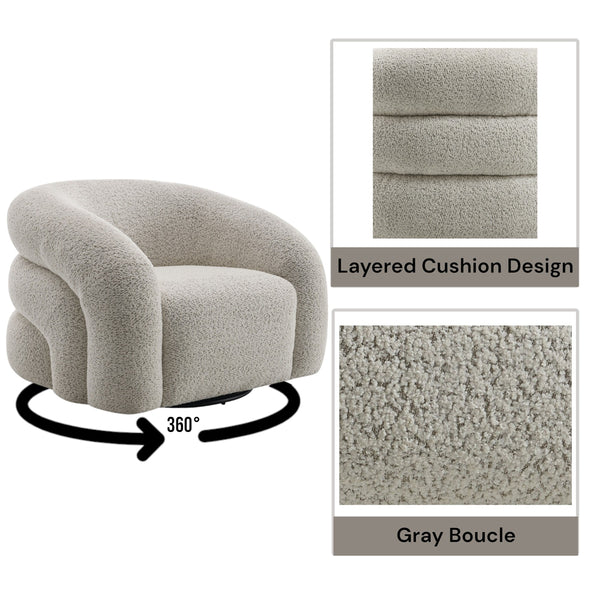 ACME Irma Gray Boucle Chair with Swivel Model LV02569