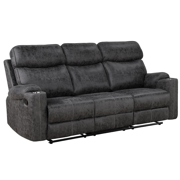 ACME Hirah Dark Gray Polish Microfiber Motion Sofa Model LV02570