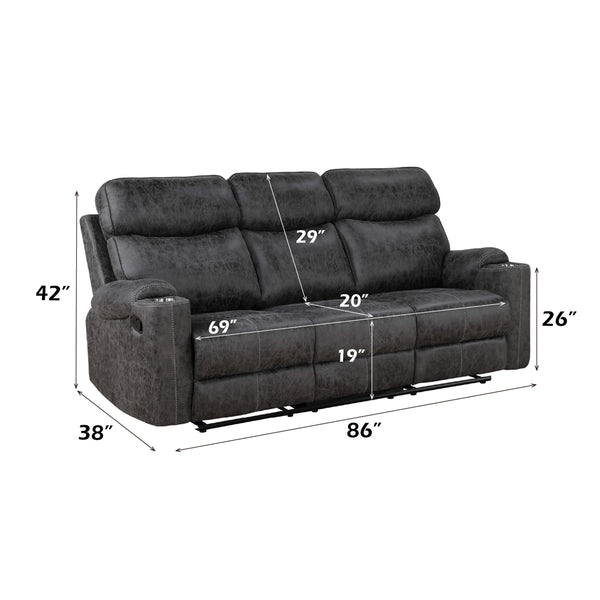 ACME Hirah Dark Gray Polish Microfiber Motion Sofa Model LV02570