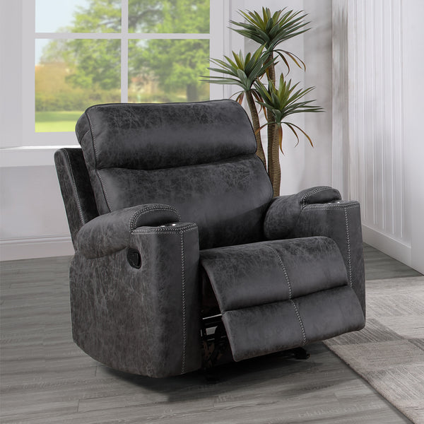 ACME Hirah Dark Gray Polish Microfiber Motion Glider Recliner Model LV02572
