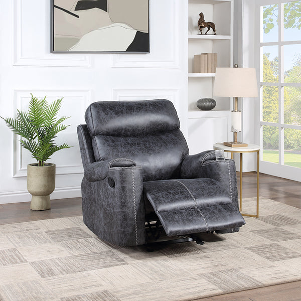 ACME Hirah Dark Gray Polish Microfiber Motion Glider Recliner Model LV02572