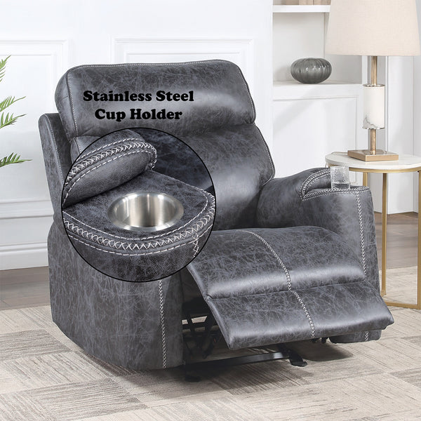 ACME Hirah Dark Gray Polish Microfiber Motion Glider Recliner Model LV02572