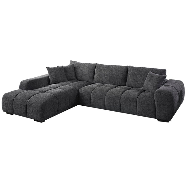 ACME Chosen Gray Chenille Sectional Sofa with 3 Pillows Model LV02720