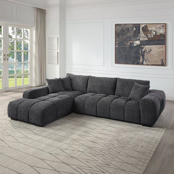 ACME Chosen Gray Chenille Sectional Sofa with 3 Pillows Model LV02720