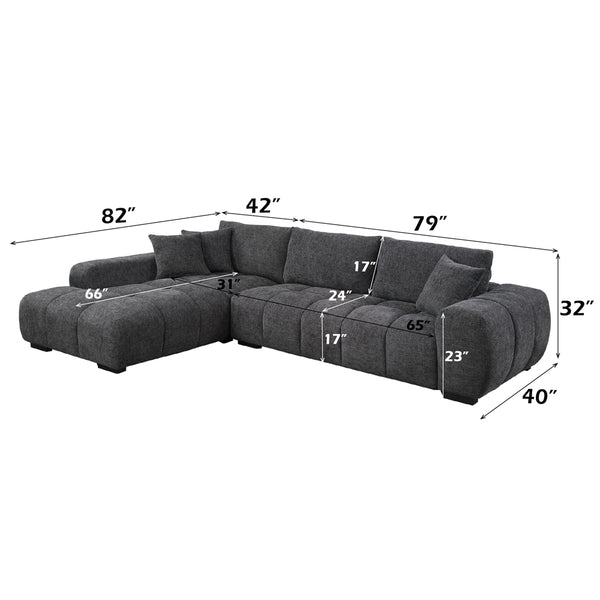 ACME Chosen Gray Chenille Sectional Sofa with 3 Pillows Model LV02720
