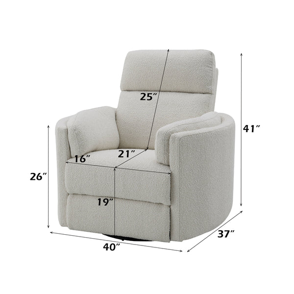ACME Sagen Beige Boucle Glider Recliner with Swivel Model LV02733