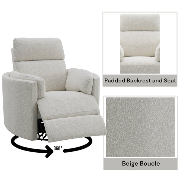 ACME Sagen Beige Boucle Glider Recliner with Swivel Model LV02733