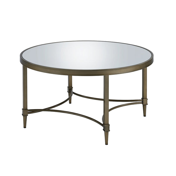 ACME Aditya Mirrored & Antique Brass Coffee Table Model LV02735
