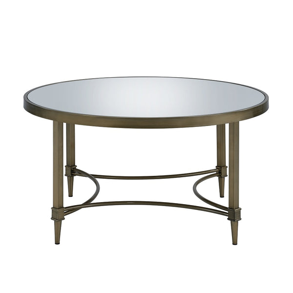 ACME Aditya Mirrored & Antique Brass Coffee Table Model LV02735
