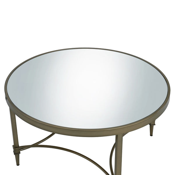 ACME Aditya Mirrored & Antique Brass Coffee Table Model LV02735
