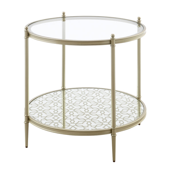 ACME Zaba Glass Top & Champagne End Table Model LV02756