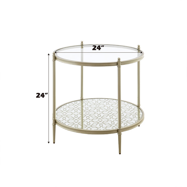 ACME Zaba Glass Top & Champagne End Table Model LV02756