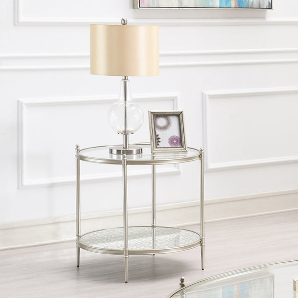 ACME Zaba Glass Top & Champagne End Table Model LV02756