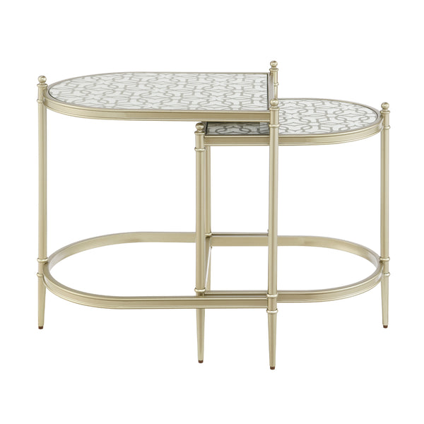 ACME Zaba Glass Top & Champagne Nesting Table Model LV02764