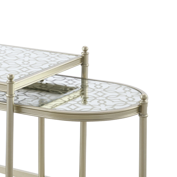 ACME Zaba Glass Top & Champagne Nesting Table Model LV02764