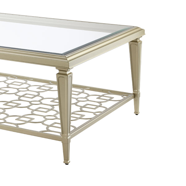 ACME Zaba Glass Top & Champagne Coffee Table Model LV02785