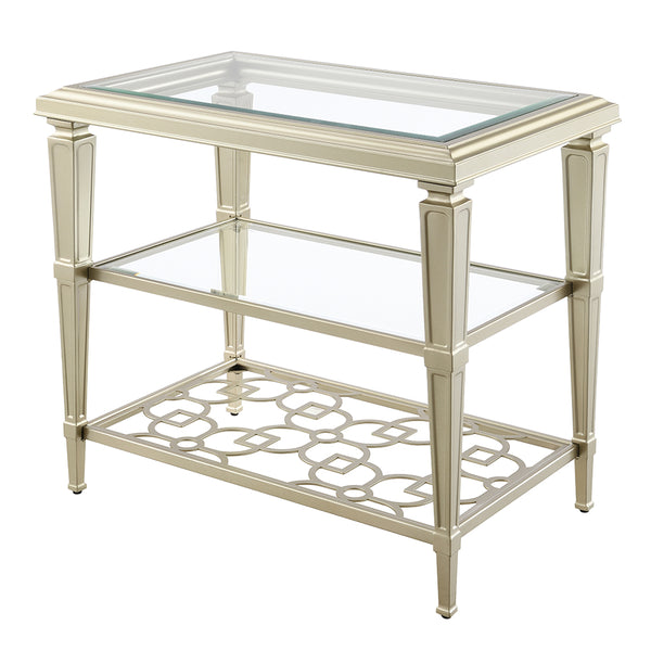 ACME Zaba Glass & Champagne End Table Model LV02786