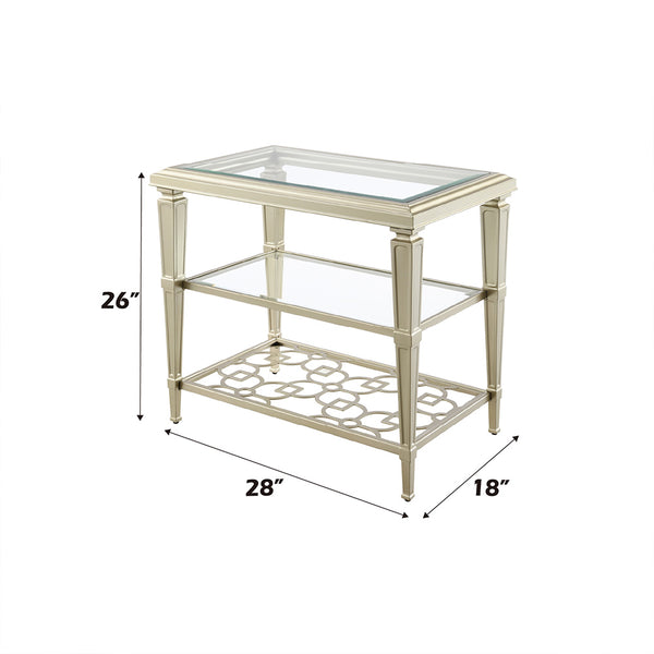 ACME Zaba Glass & Champagne End Table Model LV02786