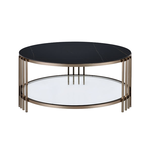 ACME Abisha Sintered Stone Top & Champagne Coffee Table Model LV02815