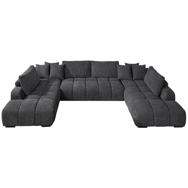 ACME Chosen Gray Chenille Sectional Sofa with 6 Pillows Model LV02840