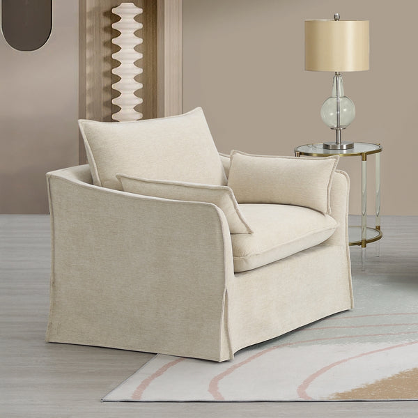 ACME Shane Beige Linen Chair with 2 Pillows Model LV02912