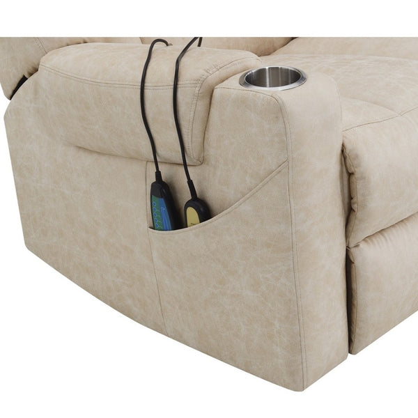 ACME Nairi Ivory Polished Microfiber Power Recliner with Lift Heating & Massage Model LV02995
