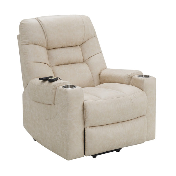 ACME Nairi Ivory Polished Microfiber Power Recliner with Lift Heating & Massage Model LV02995