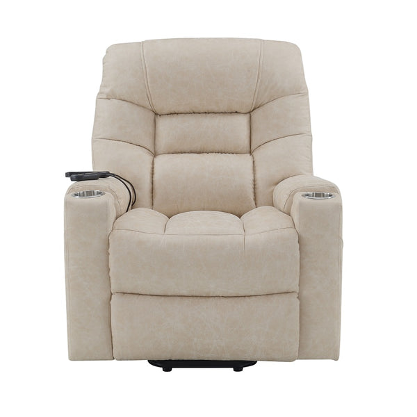 ACME Nairi Ivory Polished Microfiber Power Recliner with Lift Heating & Massage Model LV02995