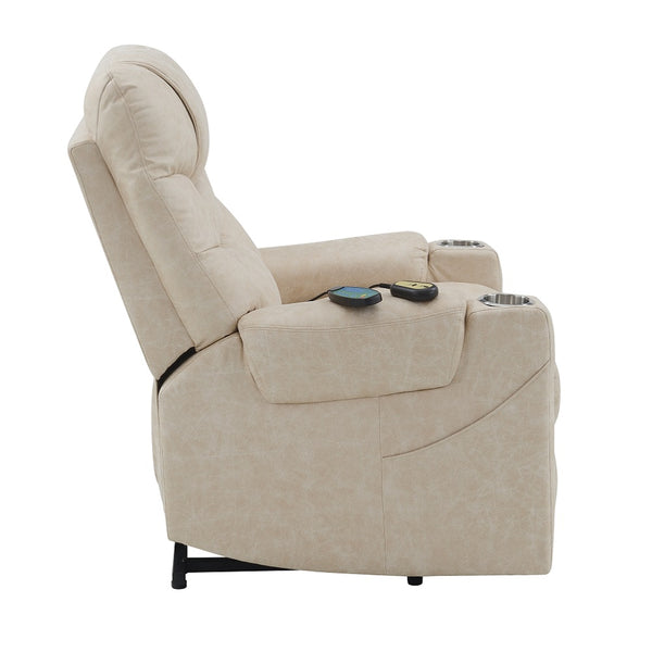 ACME Nairi Ivory Polished Microfiber Power Recliner with Lift Heating & Massage Model LV02995