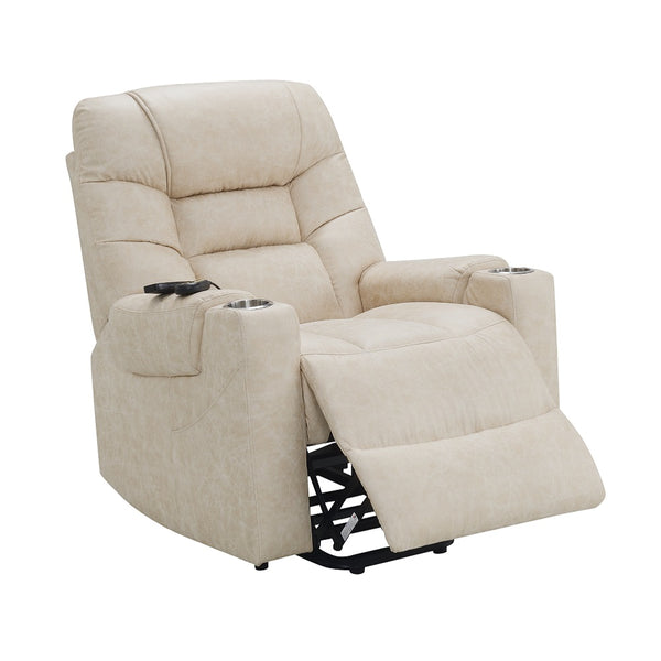 ACME Nairi Ivory Polished Microfiber Power Recliner with Lift Heating & Massage Model LV02995