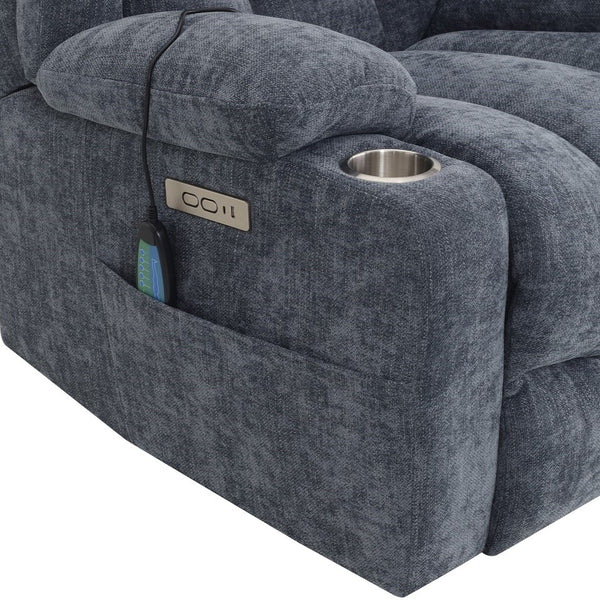 ACME Omarion Blue Chenille Power Recliner with Lift Heating & Massage Model LV02996