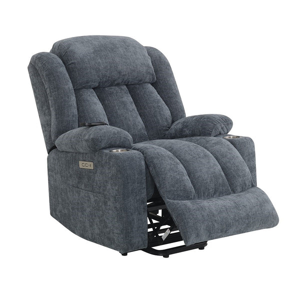 ACME Omarion Blue Chenille Power Recliner with Lift Heating & Massage Model LV02996