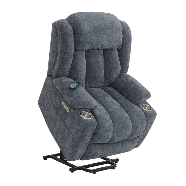 ACME Omarion Blue Chenille Power Recliner with Lift Heating & Massage Model LV02996