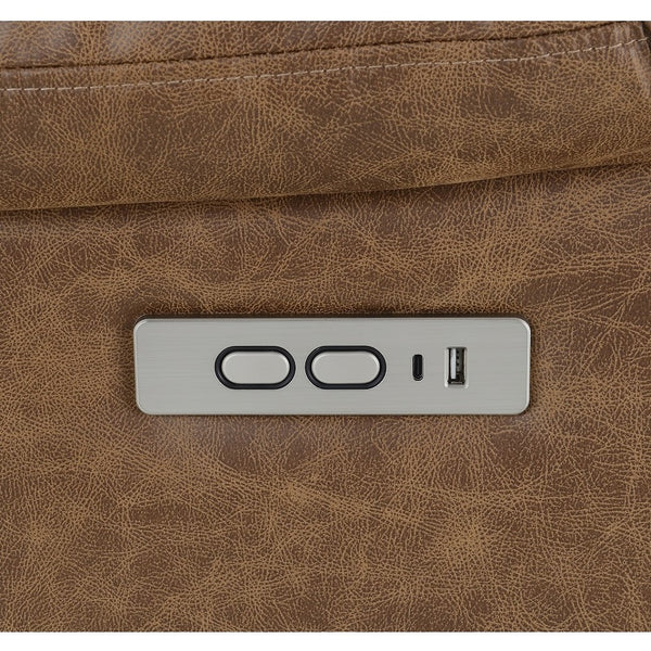 ACME Omarion Brown Polished Microfiber Power Recliner with Lift Heating & Massage Model LV02997