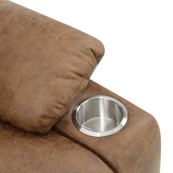 ACME Omarion Brown Polished Microfiber Power Recliner with Lift Heating & Massage Model LV02997