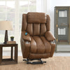 ACME Omarion Brown Polished Microfiber Power Recliner with Lift Heating & Massage Model LV02997