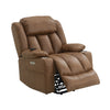 ACME Omarion Brown Polished Microfiber Power Recliner with Lift Heating & Massage Model LV02997