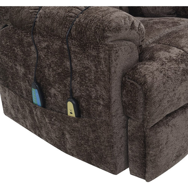 ACME Pacay Brown Chenille Power Recliner with Lift Heating & Massage Model LV02998