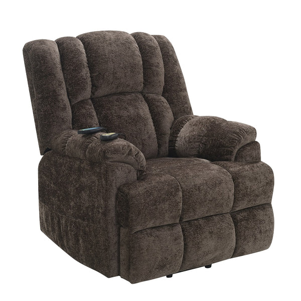 ACME Pacay Brown Chenille Power Recliner with Lift Heating & Massage Model LV02998