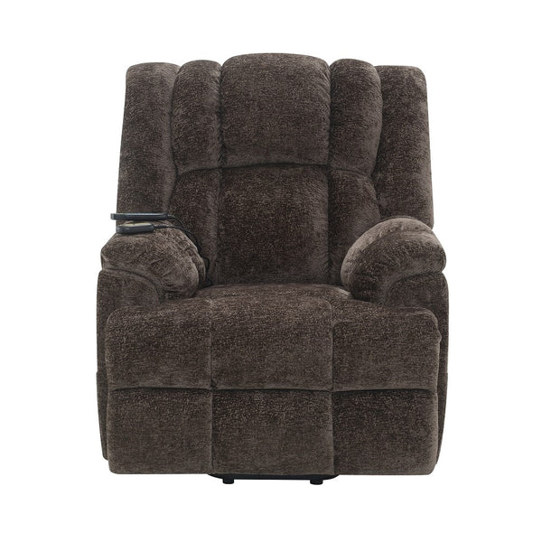 ACME Pacay Brown Chenille Power Recliner with Lift Heating & Massage Model LV02998