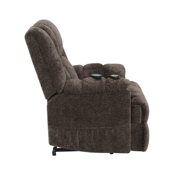 ACME Pacay Brown Chenille Power Recliner with Lift Heating & Massage Model LV02998