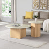 ACME Qwin Natural Marble Top & Oak Coffee Table with Natural Marble Top Model LV03005