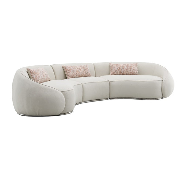 ACME Sahara Beige Boucle Sectional Sofa with 3 Pillows Model LV03010